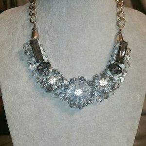 Saks Fifth Avenue Gold, Ice Blue Crystal Floral St